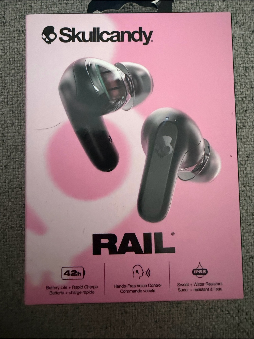 Skullcandy RAIL True Wireless Earbuds - Black and Pink Accent